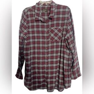 Free Press Nordstrom Long Sleeve Button Down Flannel Top Size Large